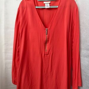Women's Got Orange 3/4 Zipper V-Neck Top